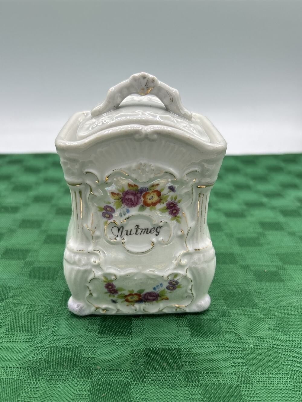 Vintage Hand-Painted Japan No 2748 Glass Luster Ware “Nutmeg” Jar Victorian